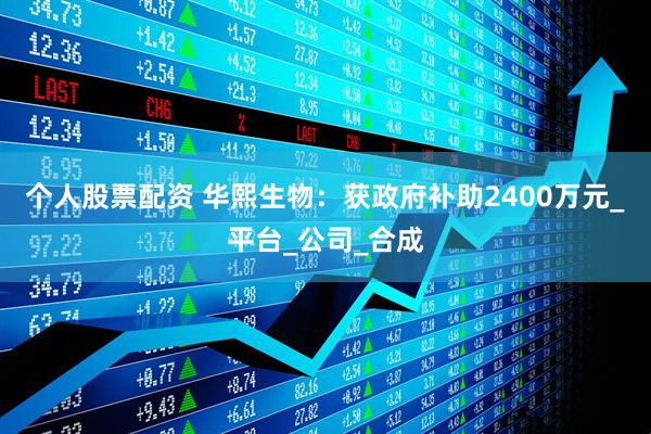 个人股票配资 华熙生物：获政府补助2400万元_平台_公司_合成
